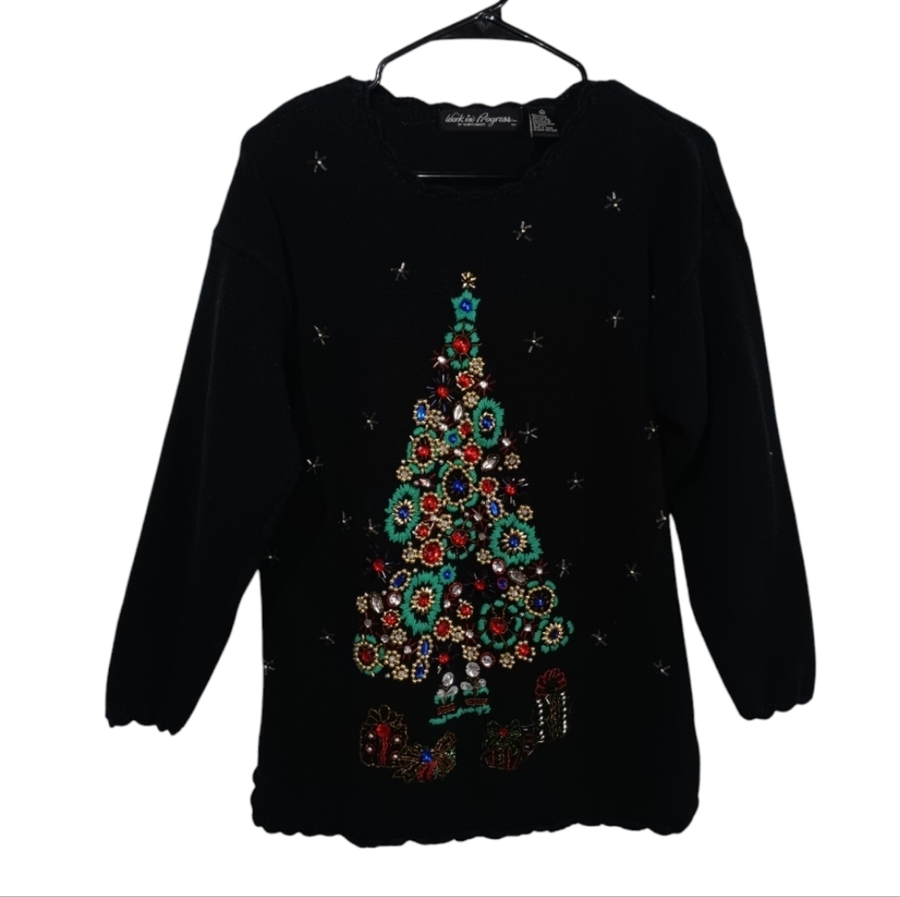 Vintage Work In Progress Gladys Bagley Heavy Weight Jewel Embellished Sweater M